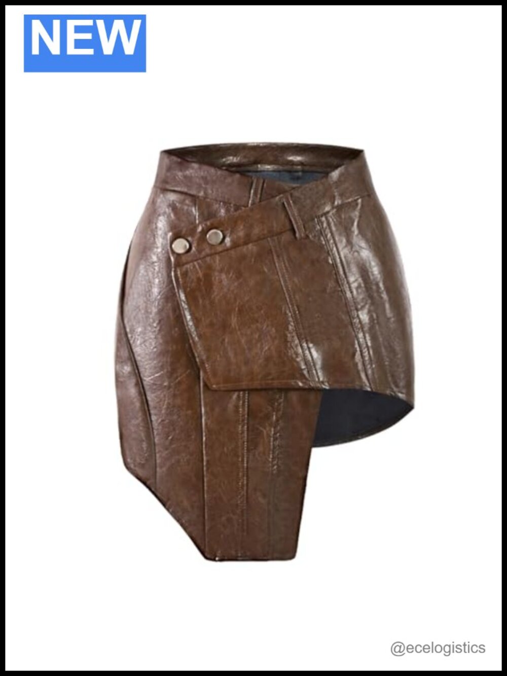 PU Mini Skirt High Waist Bodycon Wrap Skirt Ravewear Y2K Asymmetrical